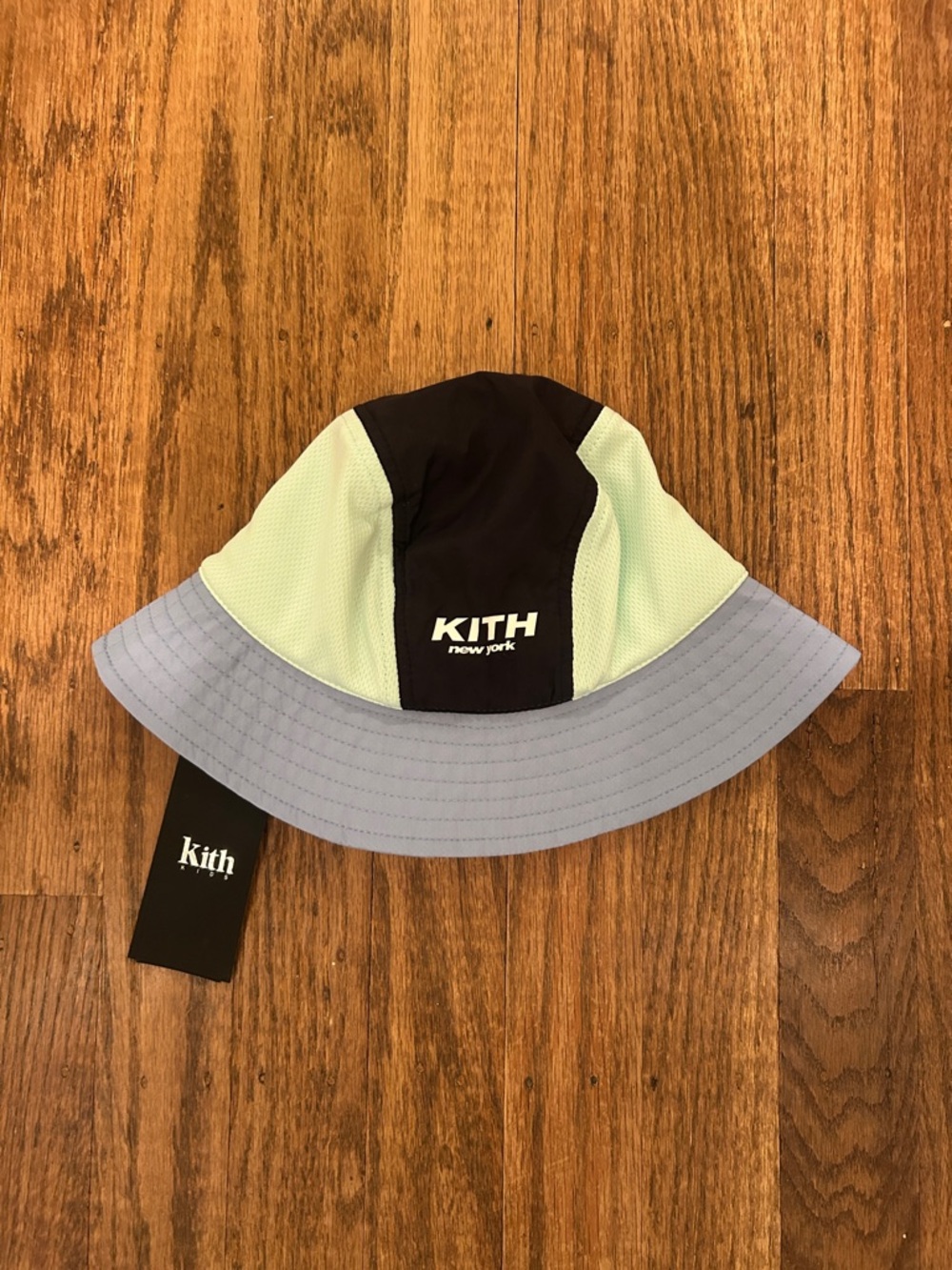 NWT Kith Kids Blocked Milo Bucket Hat blue green black logo